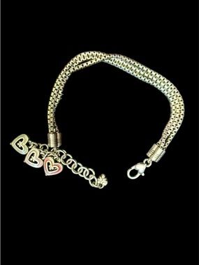 Brighton Vienna Hearts Triple Strand Charm Bracelet with Gift Pouch Retired